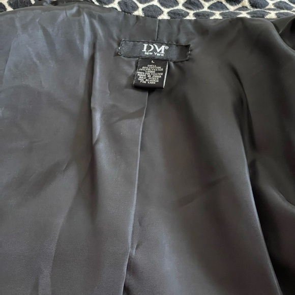 DM New York Black Cream Coat Cotton Knit Button Down Collared size large dotted - Picture 8 of 12